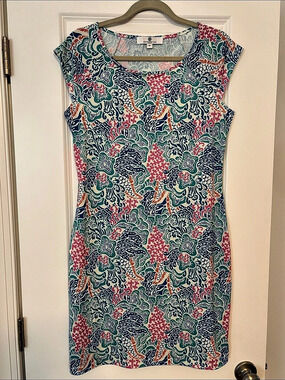 Jean-Pierre Klifa Floral Mini Dress in Blue & Pink Size Medium Like New